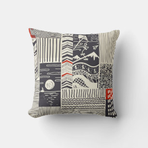 Seamless patchwork pattern from abstract doodles. cushion