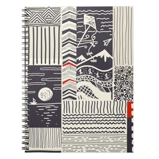 Seamless patchwork pattern from abstract doodles.  notebook (Front)