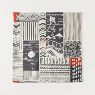 Seamless patchwork pattern from abstract doodles. tapestry