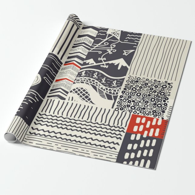 Seamless patchwork pattern from abstract doodles.  wrapping paper (Unrolled)