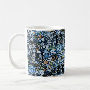Seamless patchwork pattern from different fabrics coffee mug