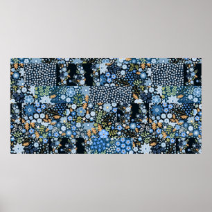 Seamless patchwork pattern from different fabrics poster