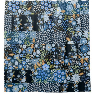 Seamless patchwork pattern from different fabrics shower curtain