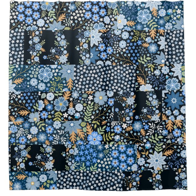 Seamless patchwork pattern from different fabrics  shower curtain (Front)