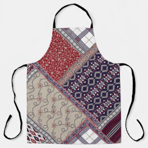 Seamless patchwork pattern on navy patchwork, abst apron