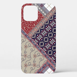 Seamless patchwork pattern on navy patchwork, abst iPhone 12 case