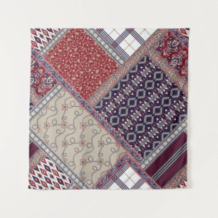 Seamless patchwork pattern on navy patchwork, abst tapestry