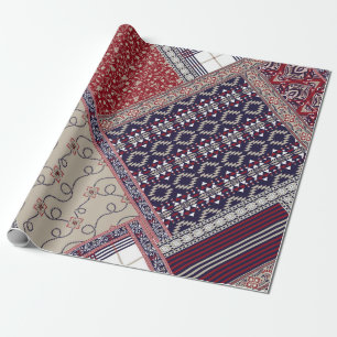 Seamless patchwork pattern on navy patchwork, abst wrapping paper