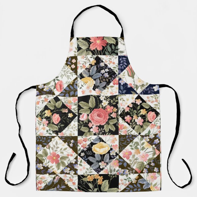 seamless patchwork pattern with flowers apron (Front)