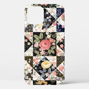 seamless patchwork pattern with flowers iPhone 12 case