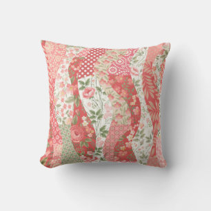 seamless patchwork pattern with roses cushion
