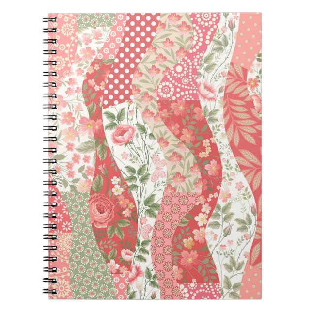 seamless patchwork pattern with roses notebook (Front)