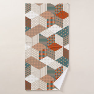 Seamless patchwork pattern with stars. vintage bac bath towel