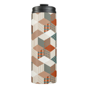 Seamless patchwork pattern with stars. vintage bac thermal tumbler