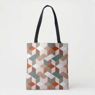 Seamless patchwork pattern with stars. vintage bac tote bag