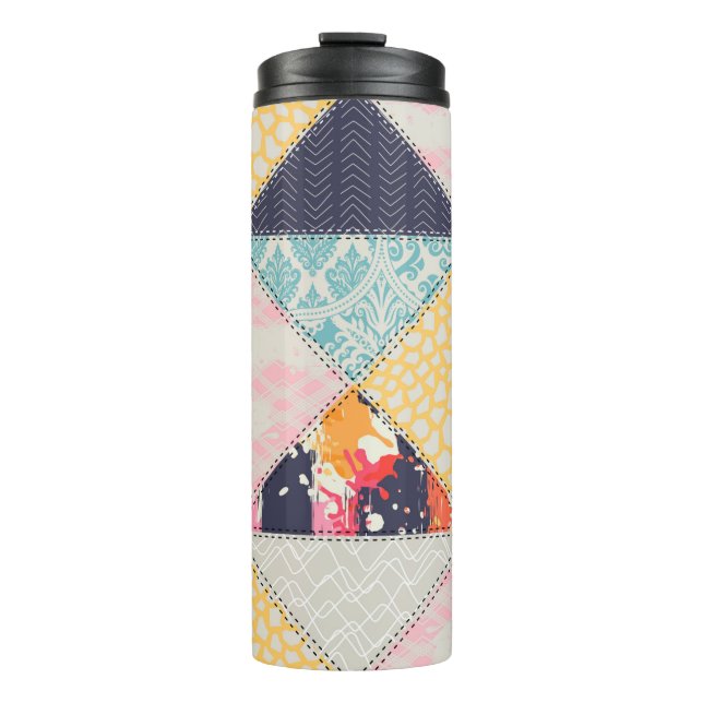 Seamless Patchwork style pattern.  Thermal Tumbler (Front)