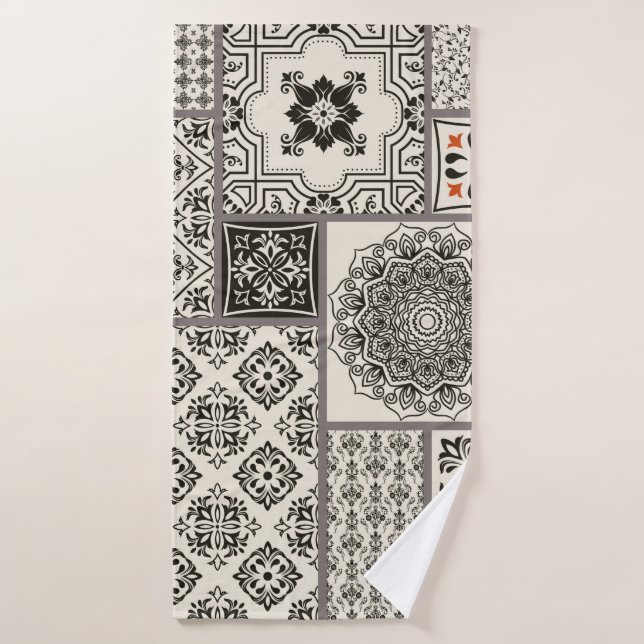 Seamless patchwork tile with Islam, Arabic, Indian Bath Towel (Bath Towel)