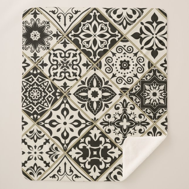 Seamless patchwork tile with Islam, Arabic, Indian Sherpa Blanket (Front)