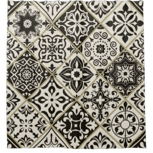 Seamless patchwork tile with Islam, Arabic, Indian Shower Curtain