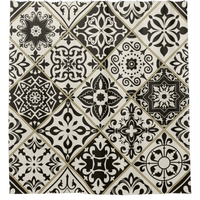 Seamless patchwork tile with Islam, Arabic, Indian Shower Curtain (Front)