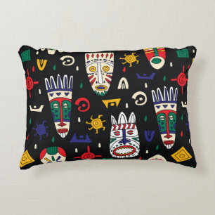 Seamless pattern african tribal masks decorative cushion