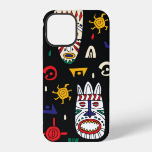 Seamless pattern african tribal masks iPhone 12 case