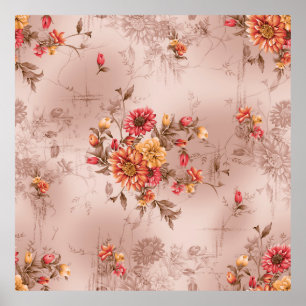 seamless pattern and flower with backgroundart,flo poster