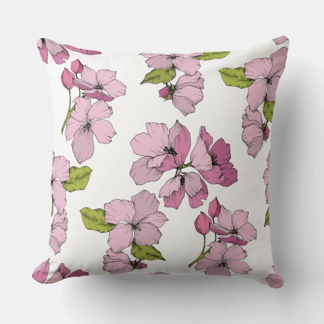 Seamless pattern Appe blossom pretty floral pink Cushion (Front)