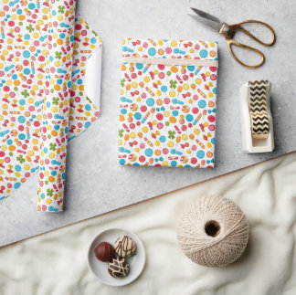 Seamless Pattern Assorted Candies Wrapping Paper