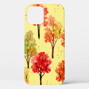 Seamless pattern, autumn trees. Watercolor illustr iPhone 12 Case