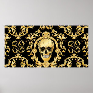Seamless pattern, background In baroque, rococo, v Poster