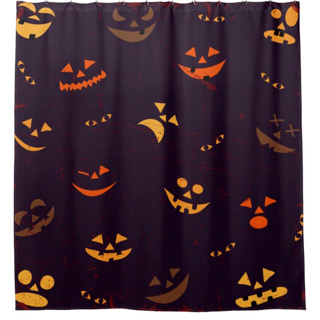 Seamless Pattern Background Of Pumpkin Devil Face Shower Curtain (Front)
