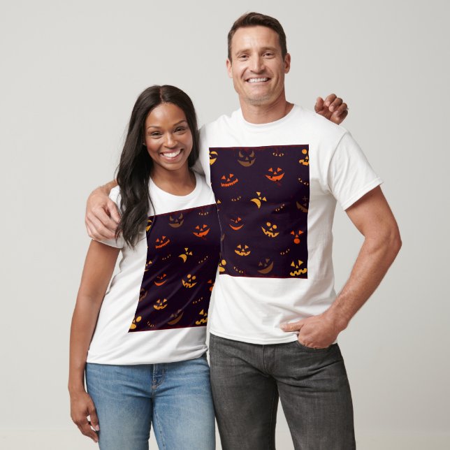 Seamless Pattern Background Of Pumpkin Devil Face T-Shirt (Unisex)
