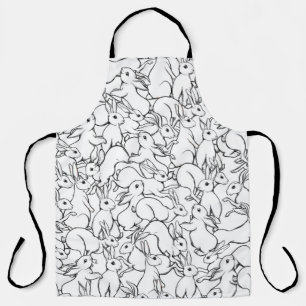Seamless pattern, background with cute rabbits, ha apron