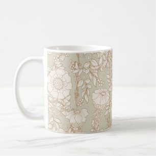 Seamless pattern, background with decorative flowe coffee mug