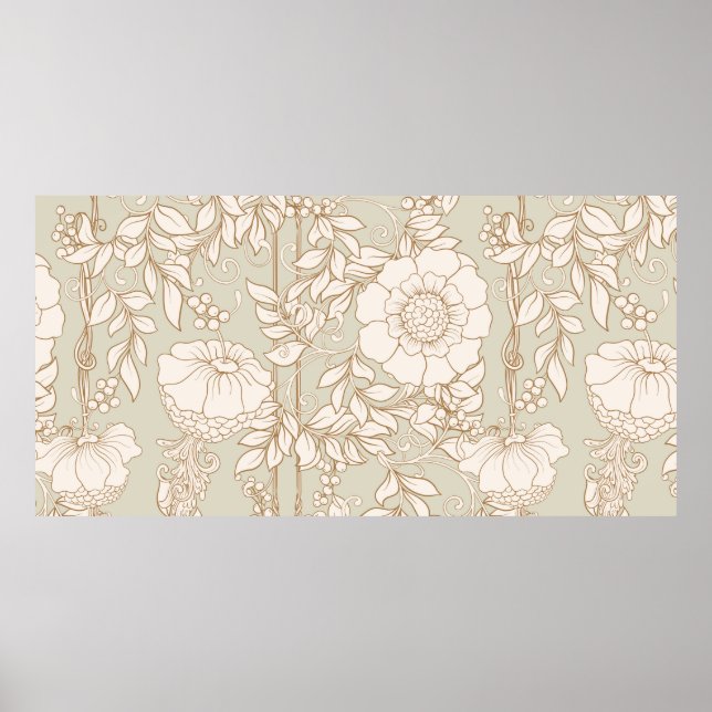 Seamless pattern, background with decorative flowe poster (Front)