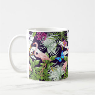 Seamless pattern, background with flamingo and tro coffee mug