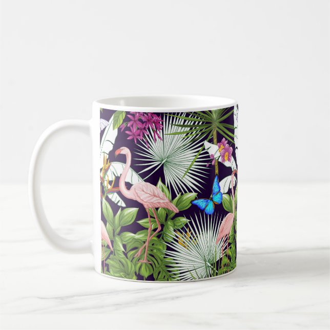 Seamless pattern, background with flamingo and tro coffee mug (Left)