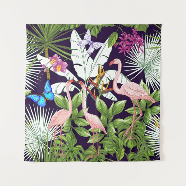 Seamless pattern, background with flamingo and tro tapestry (Front)