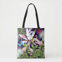 Seamless pattern, background with flamingo and tro