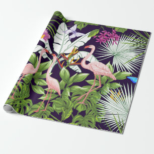 Seamless pattern, background with flamingo and tro wrapping paper