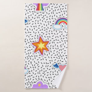 Seamless pattern background with patch cartoon sta bath towel