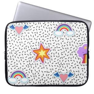 Seamless pattern background with patch cartoon sta laptop sleeve