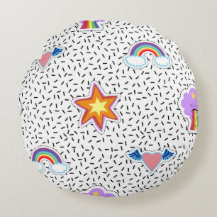 Seamless pattern background with patch cartoon sta round cushion