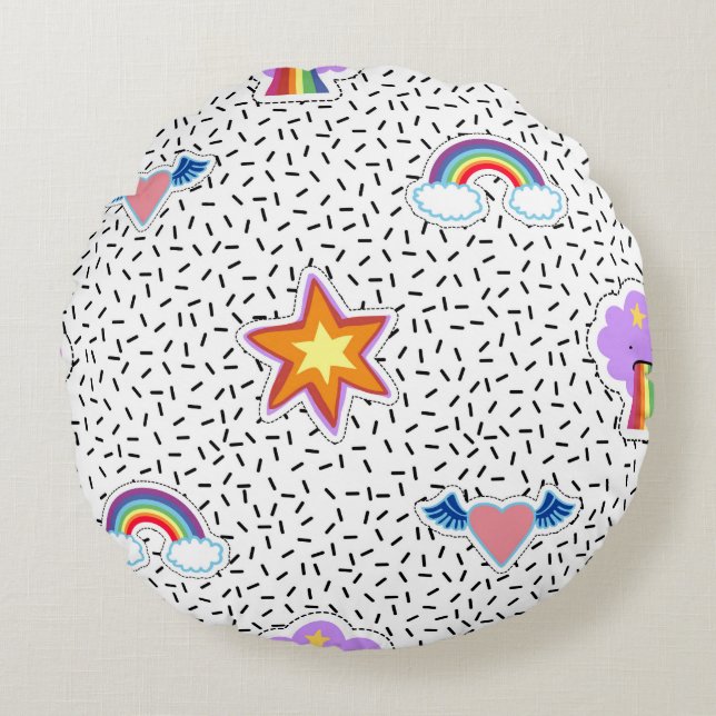 Seamless pattern background with patch cartoon sta round cushion (Front)