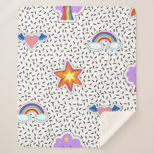 Seamless pattern background with patch cartoon sta sherpa blanket