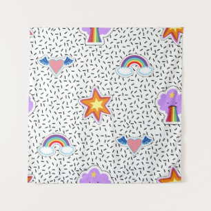 Seamless pattern background with patch cartoon sta tapestry