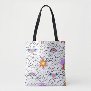 Seamless pattern background with patch cartoon sta tote bag