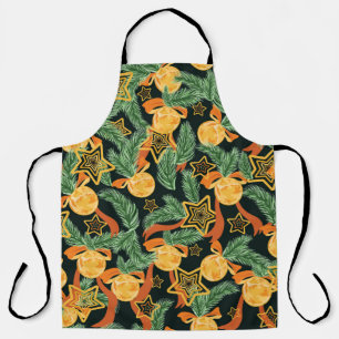 seamless pattern background with Pine leaves, star Apron