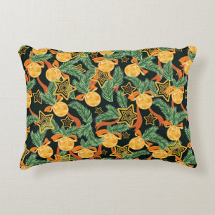 seamless pattern background with Pine leaves, star Decorative Cushion